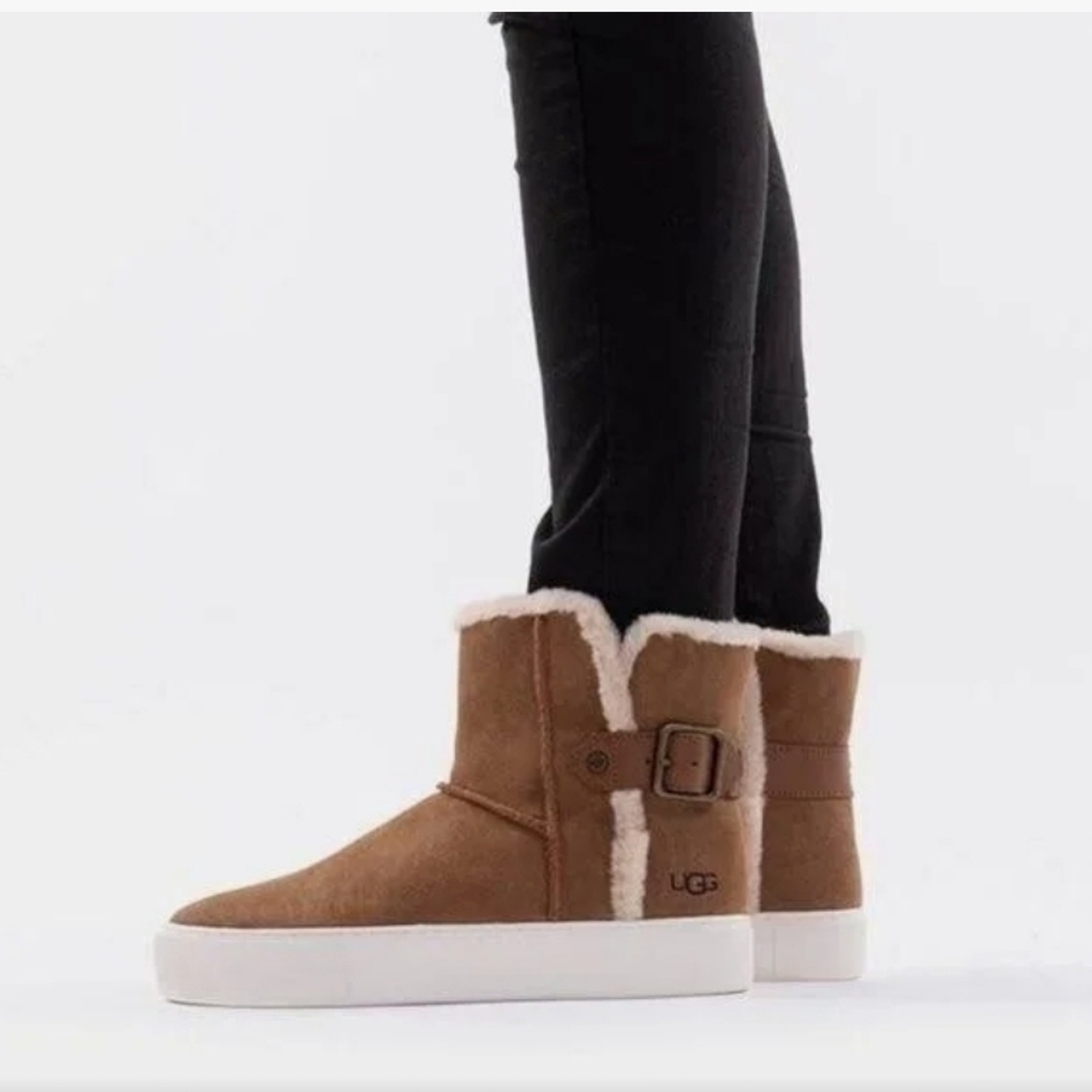 UGG Tan Ankle Boots with White Sole